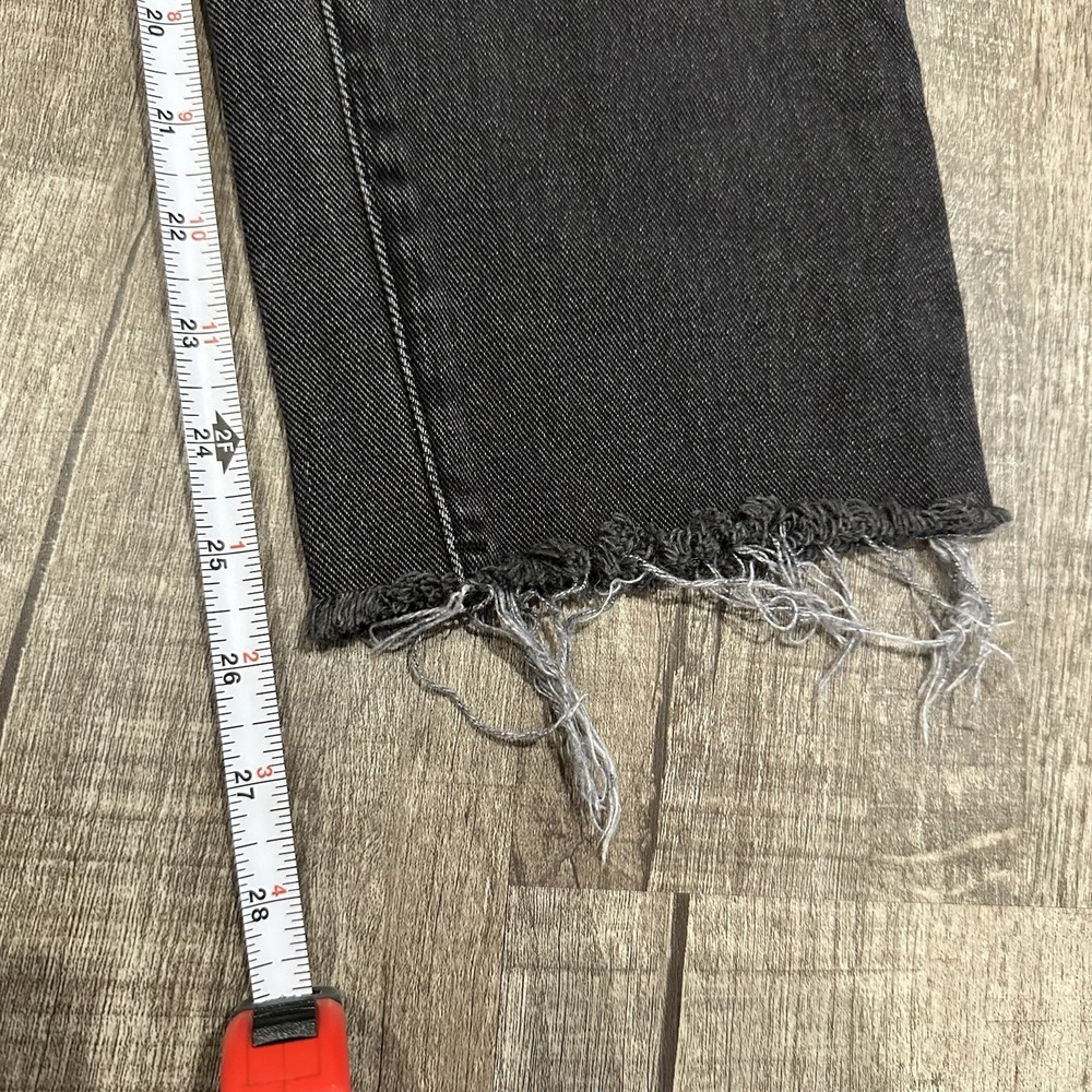 Pacsun Black High Rise Straight Denim Jeans Sz 26 Distressed Button‎ Fly Raw Hem - Picture 4 of 10